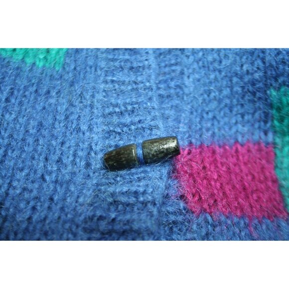 VTG L.L. Bean Mohair Cardigan Sweater Womens M Geometric Toggle Button 80s Retro - Picture 5 of 8